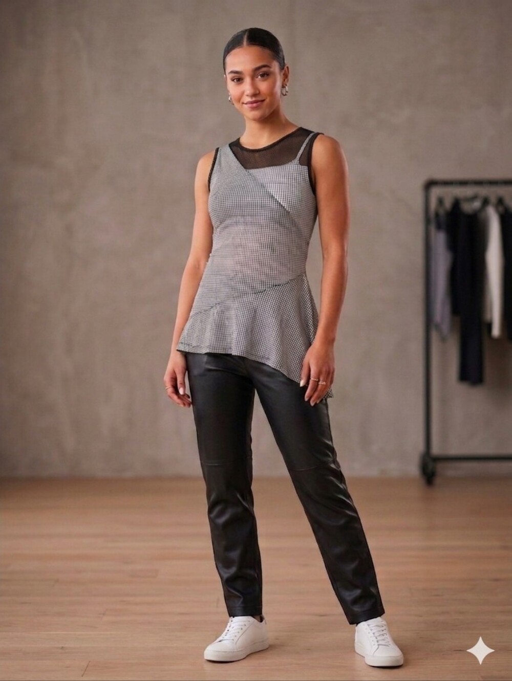 Lynn Ritchie Silver Y2K Sheer Mesh Asymmetrical Tank Top - Women's Size Small